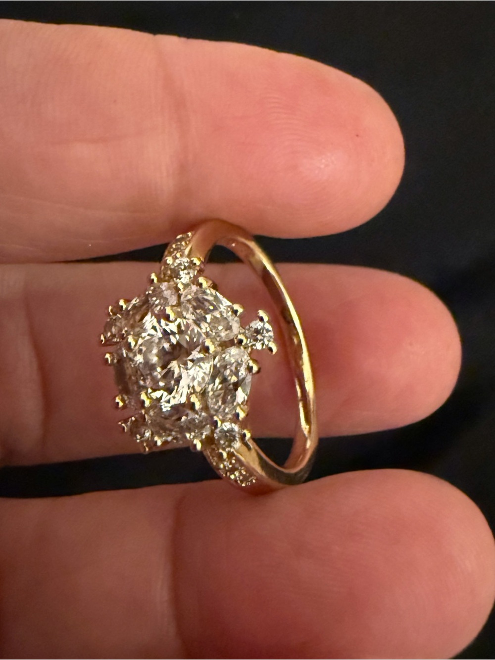 Gold Cluster CZ Cocktail Ring - Sparkling Gold Tone